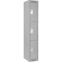 Casiers Clean Line, 3 niveaux, 12" x 18" x 72", Acier, Gris, Rivet (assembl&eacute;) Moffatt Supply & Specialties