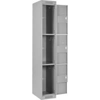 Clean Line Lockers, 3 -tier, Bank of 4, 48" x 18" x 72", Steel, Grey, Rivet (Assembled) Moffatt Supply & Specialties