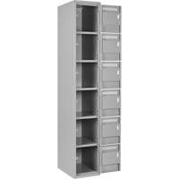 Clean Line Lockerettes, 6 -tier, Bank of 4, 48" x 18" x 72", Steel, Grey, Rivet (Assembled) Moffatt Supply & Specialties