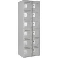Clean Line Lockerettes, 6 -tier, Bank of 2, 24" x 18" x 72", Steel, Grey, Rivet (Assembled) Moffatt Supply & Specialties