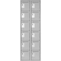 Clean Line Lockerettes, 6 -tier, Bank of 2, 24" x 18" x 72", Steel, Grey, Rivet (Assembled) Moffatt Supply & Specialties