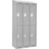 Clean Line Lockers, 2 -tier, Bank of 3, 36" x 18" x 78", Steel, Grey, Rivet (Assembled) Moffatt Supply & Specialties