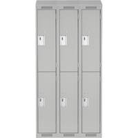 Clean Line Lockers, 2 -tier, Bank of 3, 36" x 18" x 78", Steel, Grey, Rivet (Assembled) Moffatt Supply & Specialties