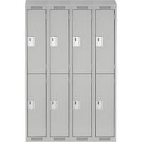 Clean Line Lockers, 2 -tier, Bank of 4, 48" x 18" x 78", Steel, Grey, Rivet (Assembled) Moffatt Supply & Specialties