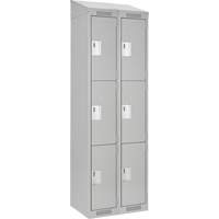 Clean Line Lockers, 3 -tier, Bank of 2, 24" x 18" x 78", Steel, Grey, Rivet (Assembled) Moffatt Supply & Specialties