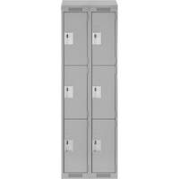 Clean Line Lockers, 3 -tier, Bank of 2, 24" x 18" x 78", Steel, Grey, Rivet (Assembled) Moffatt Supply & Specialties