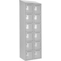 Clean Line Lockerette , 6 -tier, Bank of 2, 24" x 18" x 78", Steel, Grey, Rivet (Assembled) Moffatt Supply & Specialties