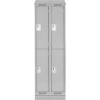 Clean Line Lockers, 2 -tier, Bank of 2, 24" x 18" x 82", Steel, Grey, Rivet (Assembled) Moffatt Supply & Specialties