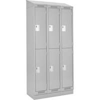 Clean Line Lockers, 2 -tier, Bank of 3, 36" x 18" x 82", Steel, Grey, Rivet (Assembled) Moffatt Supply & Specialties