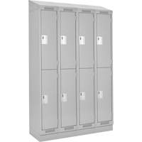 Clean Line Lockers, 2 -tier, Bank of 4, 48" x 18" x 82", Steel, Grey, Rivet (Assembled) Moffatt Supply & Specialties