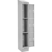 Clean Line Lockers, 3 -tier, Bank of 4, 48" x 18" x 82", Steel, Grey, Rivet (Assembled) Moffatt Supply & Specialties
