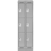 Clean Line Lockers, 3 -tier, Bank of 2, 24" x 18" x 82", Steel, Grey, Rivet (Assembled) Moffatt Supply & Specialties