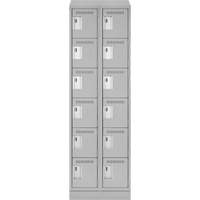 Clean Line Lockerette, 6 -tier, Bank of 2, 24" x 18" x 82", Steel, Grey, Rivet (Assembled) Moffatt Supply & Specialties