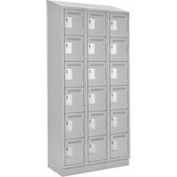 Clean Line Lockerette, 6 -tier, Bank of 3, 36" x 18" x 82", Steel, Grey, Rivet (Assembled) Moffatt Supply & Specialties