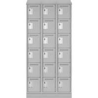 Clean Line Lockerette, 6 -tier, Bank of 3, 36" x 18" x 82", Steel, Grey, Rivet (Assembled) Moffatt Supply & Specialties