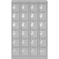 Clean Line Lockerette, 6 -tier, Bank of 4, 48" x 18" x 82", Steel, Grey, Rivet (Assembled) Moffatt Supply & Specialties