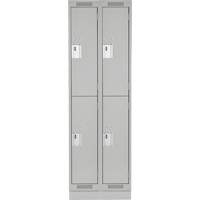 Clean Line Lockers, 2 -tier, Bank of 2, 24" x 18" x 76", Steel, Grey, Rivet (Assembled) Moffatt Supply & Specialties