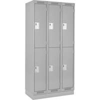 Clean Line Lockers, 2 -tier, Bank of 3, 36" x 18" x 76", Steel, Grey, Rivet (Assembled) Moffatt Supply & Specialties