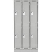 Clean Line Lockers, 2 -tier, Bank of 3, 36" x 18" x 76", Steel, Grey, Rivet (Assembled) Moffatt Supply & Specialties