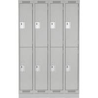 Clean Line Lockers, 2 -tier, Bank of 4, 48" x 18" x 76", Steel, Grey, Rivet (Assembled) Moffatt Supply & Specialties