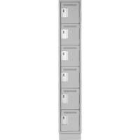 Clean Line Lockerette, 6 -tier, 12" x 18" x 76", Steel, Grey, Rivet (Assembled) Moffatt Supply & Specialties