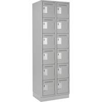 Clean Line Lockerette, 6 -tier, Bank of 2, 24" x 18" x 76", Steel, Grey, Rivet (Assembled) Moffatt Supply & Specialties