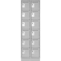 Clean Line Lockerette, 6 -tier, Bank of 2, 24" x 18" x 76", Steel, Grey, Rivet (Assembled) Moffatt Supply & Specialties
