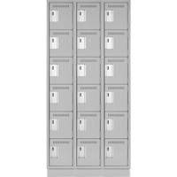Clean Line Lockerette, 6 -tier, Bank of 3, 36" x 18" x 76", Steel, Grey, Rivet (Assembled) Moffatt Supply & Specialties