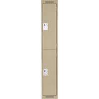 Clean Line Lockers, 2 -tier, 12" x 18" x 72", Steel, Beige, Rivet (Assembled) Moffatt Supply & Specialties