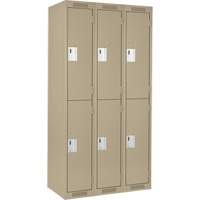 Clean Line Lockers, 2 -tier, Bank of 3, 36" x 18" x 72", Steel, Beige, Rivet (Assembled) Moffatt Supply & Specialties