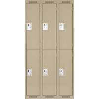 Clean Line Lockers, 2 -tier, Bank of 3, 36" x 18" x 72", Steel, Beige, Rivet (Assembled) Moffatt Supply & Specialties