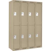 Clean Line Lockers, 2 -tier, Bank of 4, 48" x 18" x 72", Steel, Beige, Rivet (Assembled) Moffatt Supply & Specialties