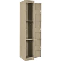 Clean Line Lockers, 3 -tier, Bank of 4, 48" x 18" x 72", Steel, Beige, Rivet (Assembled) Moffatt Supply & Specialties