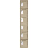 Petits casiers Clean Line, 6 niveaux, 12" x 18" x 72", Acier, Beige, Rivet (assembl&eacute;) Moffatt Supply & Specialties