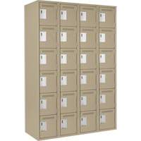 Clean Line Lockerette, 6 -tier, Bank of 4, 48" x 18" x 72", Steel, Beige, Rivet (Assembled) Moffatt Supply & Specialties