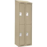 Clean Line Lockers, 2 -tier, Bank of 2, 24" x 18" x 78", Steel, Beige, Rivet (Assembled) Moffatt Supply & Specialties