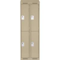 Clean Line Lockers, 2 -tier, Bank of 2, 24" x 18" x 78", Steel, Beige, Rivet (Assembled) Moffatt Supply & Specialties