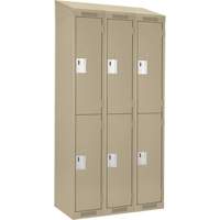 Clean Line Lockers, 2 -tier, Bank of 3, 36" x 18" x 78", Steel, Beige, Rivet (Assembled) Moffatt Supply & Specialties