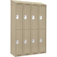 Clean Line Lockers, 2 -tier, Bank of 4, 48" x 18" x 78", Steel, Beige, Rivet (Assembled) Moffatt Supply & Specialties