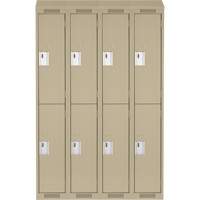 Clean Line Lockers, 2 -tier, Bank of 4, 48" x 18" x 78", Steel, Beige, Rivet (Assembled) Moffatt Supply & Specialties
