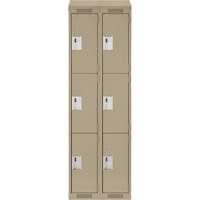 Clean Line Lockers, 3 -tier, Bank of 2, 24" x 18" x 78", Steel, Beige, Rivet (Assembled) Moffatt Supply & Specialties