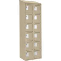 Clean Line Lockerette, 6 -tier, Bank of 2, 24" x 18" x 78", Steel, Beige, Rivet (Assembled) Moffatt Supply & Specialties
