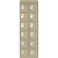 Clean Line Lockerette, 6 -tier, Bank of 2, 24" x 18" x 78", Steel, Beige, Rivet (Assembled) Moffatt Supply & Specialties