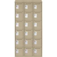 Clean Line Lockerette, 6 -tier, Bank of 3, 36" x 18" x 78", Steel, Beige, Rivet (Assembled) Moffatt Supply & Specialties