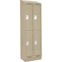 Clean Line Lockers, 2 -tier, Bank of 2, 24" x 18" x 82", Steel, Beige, Rivet (Assembled) Moffatt Supply & Specialties
