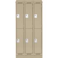 Clean Line Lockers, 2 -tier, Bank of 3, 36" x 18" x 82", Steel, Beige, Rivet (Assembled) Moffatt Supply & Specialties