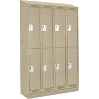 Clean Line Lockers, 2 -tier, Bank of 4, 48" x 18" x 82", Steel, Beige, Rivet (Assembled) Moffatt Supply & Specialties