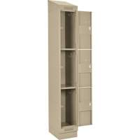 Clean Line Lockers, 3 -tier, Bank of 4, 48" x 18" x 82", Steel, Beige, Rivet (Assembled) Moffatt Supply & Specialties