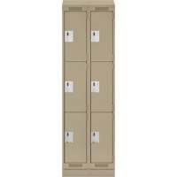 Clean Line Lockers, 3 -tier, Bank of 2, 24" x 18" x 82", Steel, Beige, Rivet (Assembled) Moffatt Supply & Specialties