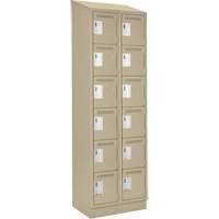 Clean Line Lockerette , 6 -tier, Bank of 2, 24" x 18" x 82", Steel, Beige, Rivet (Assembled) Moffatt Supply & Specialties